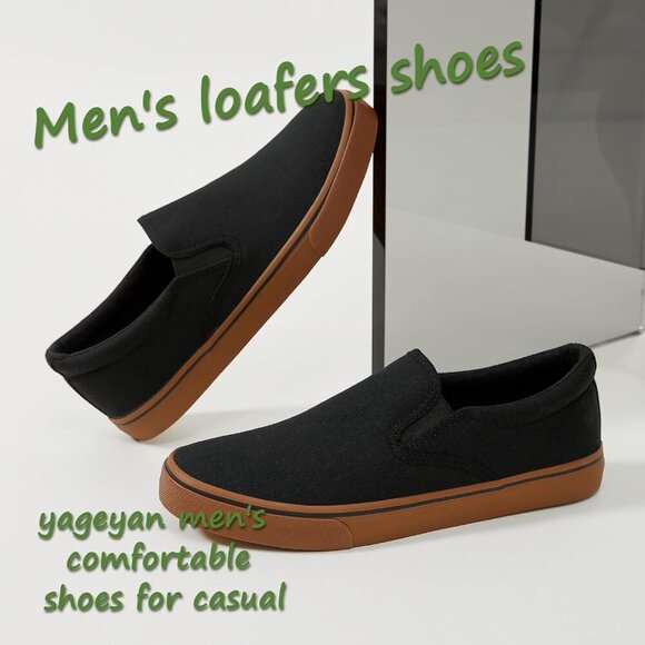 〽️Closed Toe Loafers Sneakers Men\'s Black Brown Canvas Slip On Lightweight